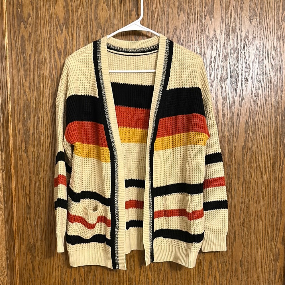 Striped Knit Cardigan Sweater